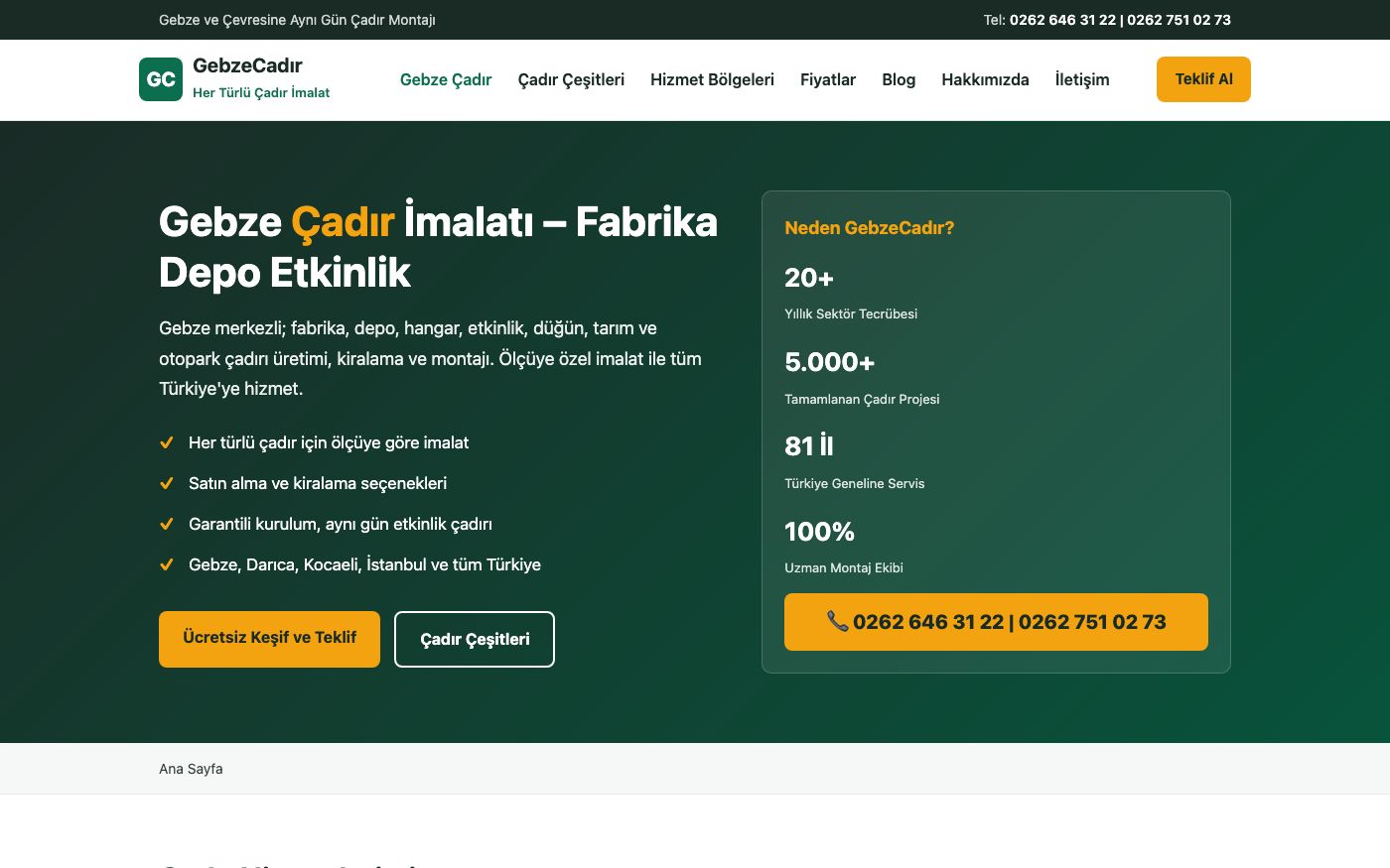 Gebze Çadır önizleme